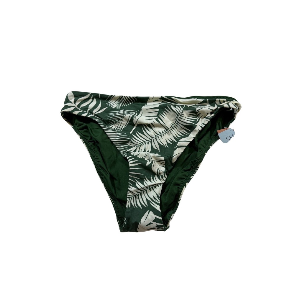 Shade & Shore Bikini‎ Bottom Medium Green Tropical Palm Leaf Vacation Resortwear